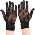thumbnail image 1 of Slccxzc Rose Cross Lace Short Opera Gloves Full Finger Mesh Gloves for Evening Prom, 1 of 7