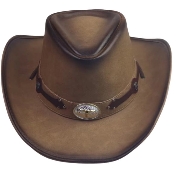 Slccxzc Rustic Distressed Cowboy Hat, Retro Wide Brim Western Headwear for Outdoor Activities