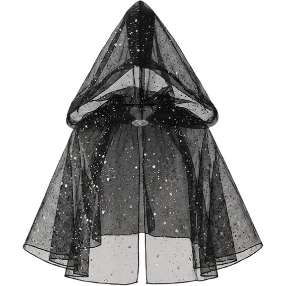 Slccxzc Short Hooded Cloak with Metallic Embellishment, Unisex Medieval Cape
