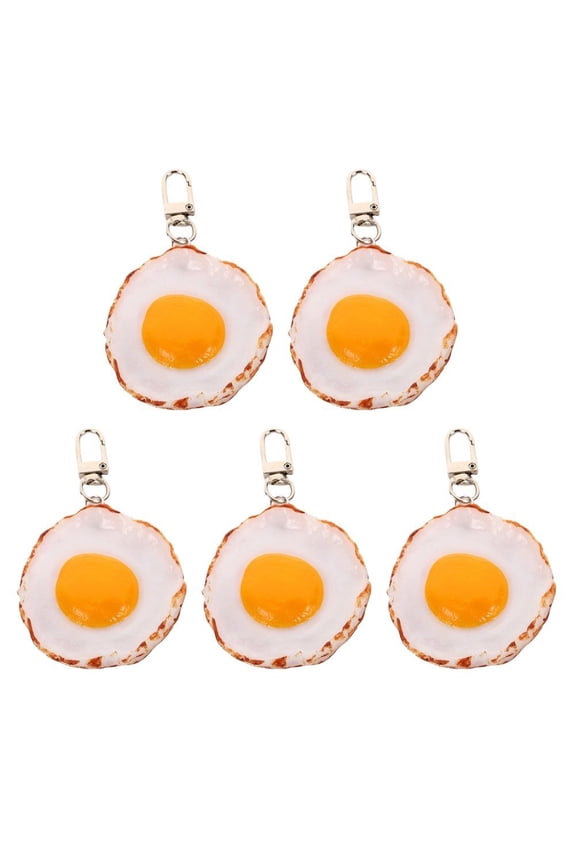 Simulation Fried Egg Keychain 5PCS Cute Resin Food Key Ring