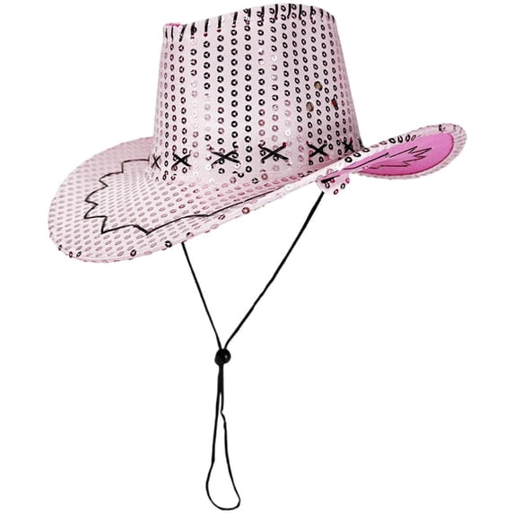 Slccxzc Sparkly Sequin Cowboy Hat Glitter Western Party Hat