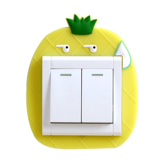 Slccxzc Switch Stickers Cute Fruit Light Switch Sticker Luminous Silicone Cartoon Pineapple Switch Wall Stickers 3D Switch Decoration