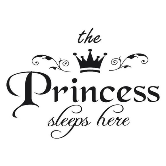 Slccxzc The Princess Sleeps Here Crown Wall Sticker Waterproof Removable Vinyl Wall Decal Decor