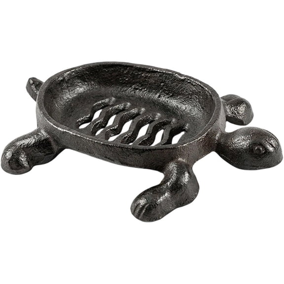 Slccxzc Turtle Shaped Cast Iron Soap Dish, Retro Self-Draining Soap Holder for Bathroom Kitchen Sink
