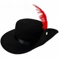 thumbnail image 1 of Slccxzc Vintage Gentleman Fedora Cap Feather Decor Wide Brim Top Hat Formal Gala Night Outfit Headwear, 1 of 7
