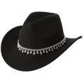 thumbnail image 1 of Slccxzc Vintage Western Cowboy Hat with Rhinestone Tassel, Wide Brim Country Concert Headwear, 1 of 7