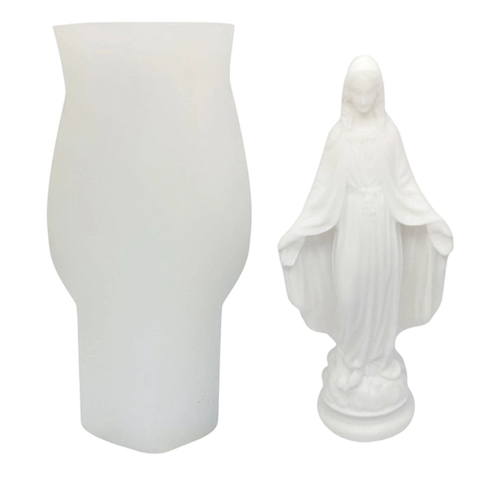 Slccxzc Virgin Mary Silicone Mold Religious Epoxy Resin Casting Mould for Candle Plaster Cement DIY Crafts