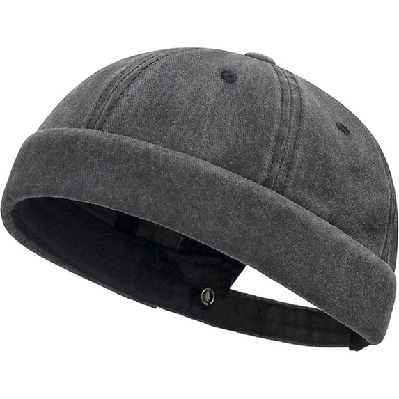 Slccxzc Washed Cotton Brimless Hats for Men Vintage Docker Beanie Cap Rolled Cuff Skullcap