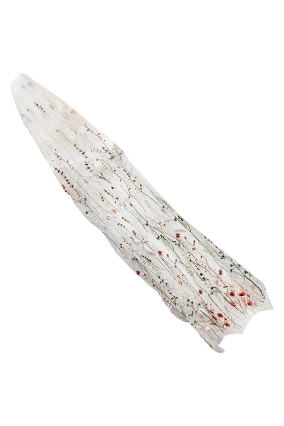 Wedding Bridal Veil Mesh Floral Embroidered Lace Mantilla with Comb