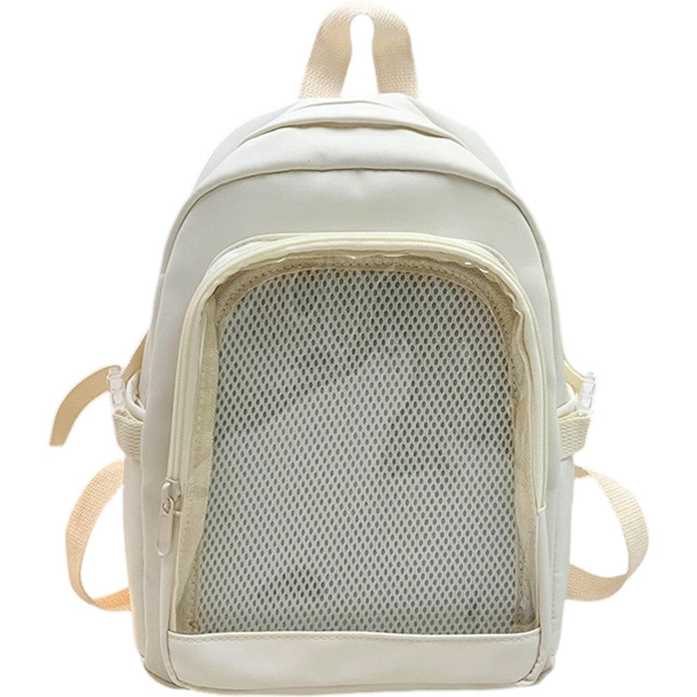 Slccxzc White Ita Bag with Clear Windows Nylon Casual Daypack Backpack for Women
