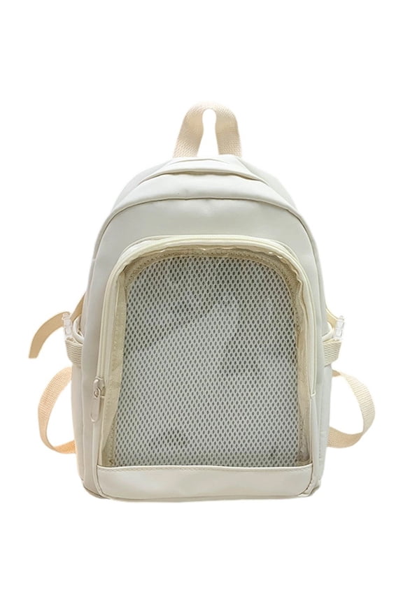 White Ita Bag with Clear Windows Nylon Casual Daypack Backpack for Women