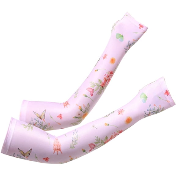 Slccxzc Women Flower Pattern Gardening Sleeves, Sun Protection Cooling Arm Sleeves