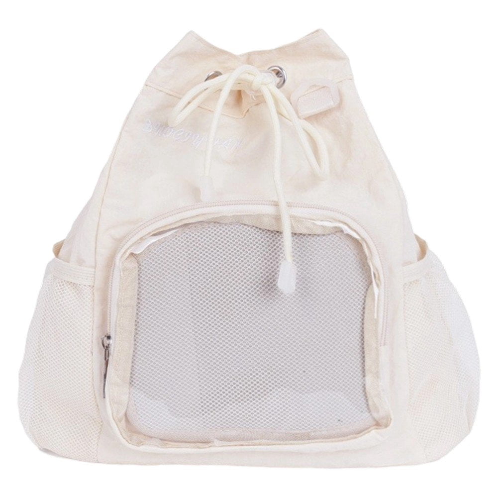 Slccxzc Women Grunge Drawstring Simple Backpacks Y2k Aesthetic Casual All Match Ita Bags