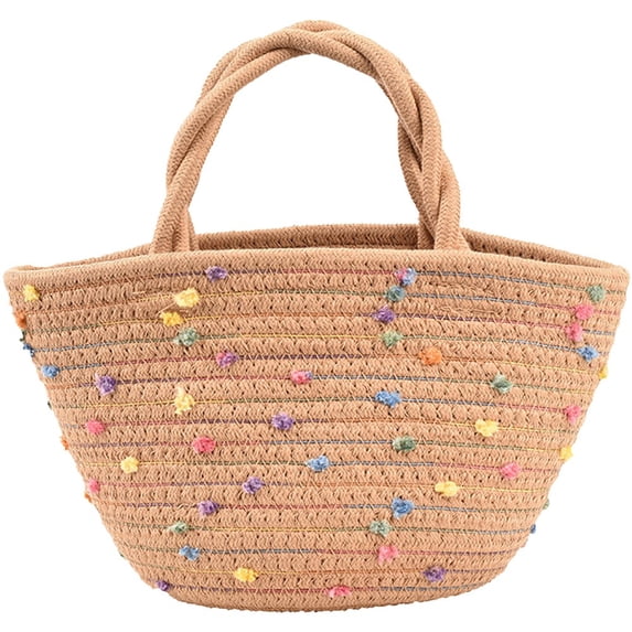 Slccxzc Women Straw Handbag Small Woven Tote Bag Summer Beach Bag