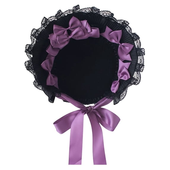 Slccxzc Women Victorian Bonnets Lace Party Sun Hat Gothic Style Lolita Exhibition Hair Accessories Flat Hat for Women