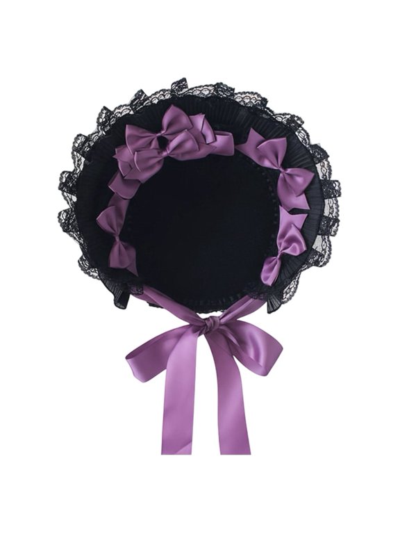 Women Victorian Bonnets Lace Party Sun Hat Gothic Style Lolita Exhibition Hair Accessories Flat Hat for Women