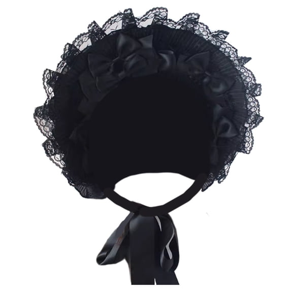 Slccxzc Women Victorian Bonnets Lace Party Sun Hat Gothic Style Lolita Exhibition Hair Accessories Flat Hat for Women