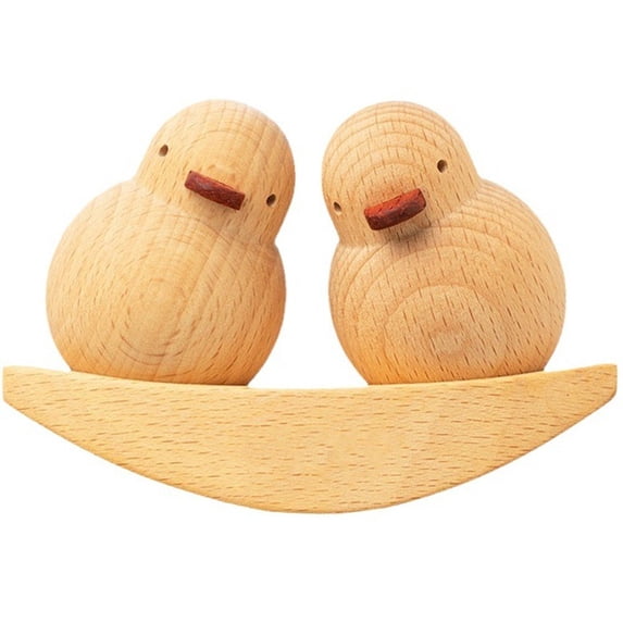 Slccxzc Wooden Couple Duck Figurines Set, Hand Carved Duck Statues for Desktop Home Decor