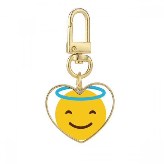 Sle Angle Yellow Cute Online Chat Gold Heart Keychain Metal Keyring Holder
