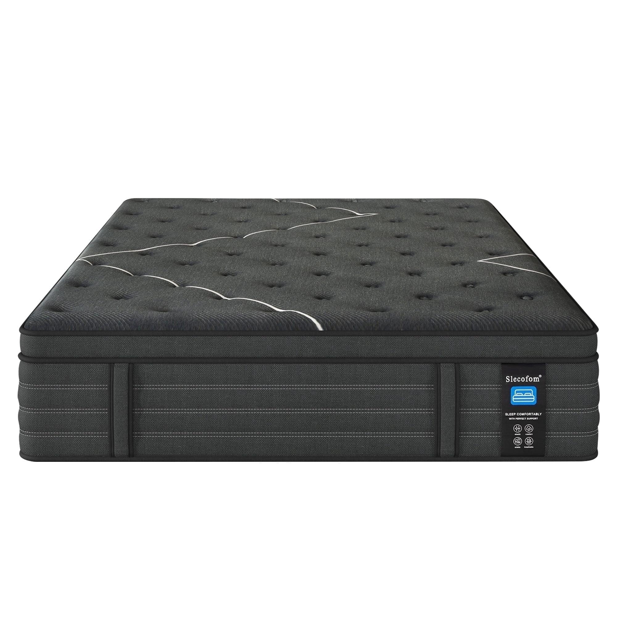 Slecofom Extra Firm Twin Mattress , 14 Inch Twin Size Mattress, Memory Foam Hybrid with Extra Lumbar Support, Back Pain Relief&Cool Sleep, Firm Foam Encased Edge,Motion Isolation,Fiberglass-Free