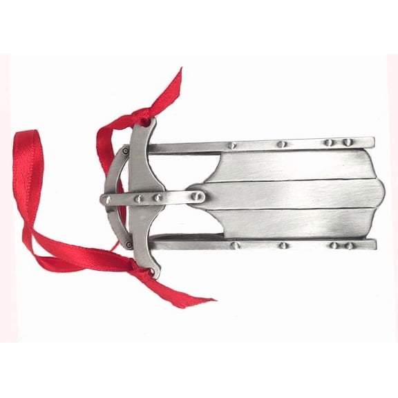 Liberty Pewter Sled Ornament Brushed Pewter Handmade Made in USA Christmas 1-Count 4 Inch