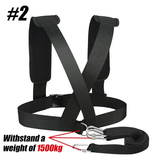 Sled Pulling Harness, Tire Pulling Harness with Pull Strap for Resistance Training, Adjustable Padded Shoulder Strap (Black,2)