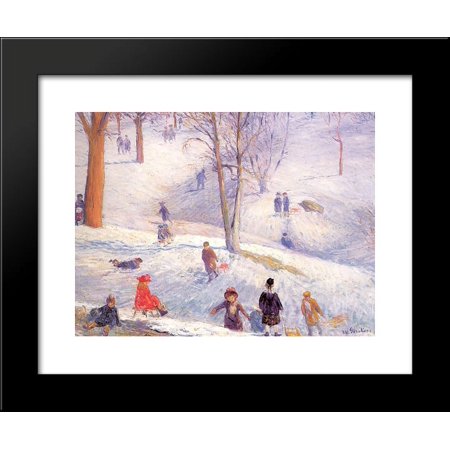 Sledding in Central Park 20x24 Framed Art Print by William James Glackens