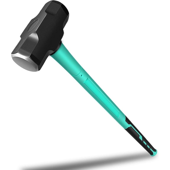 Sledge and Club Hammer with Heavy Duty Construction, Ergonomic No-Slip H-Grip Handle, Fiberglass Core, High Strength Steel for Construction,Land Management, Yard Work (B-B-6LB)