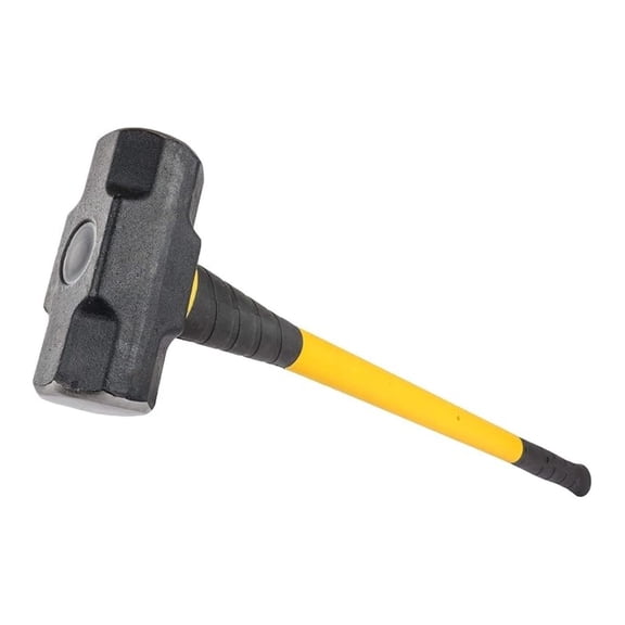 Sledge Hammer 12lb - Fiberglass Handle Demolition Tool - Heavy Duty Steel Head - Anti-Vibration Grip - Construction, Demolition, Wrecking & DIY Projects
