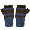 thumbnail image 1 of Sleek 100% Alpaca Fingerless Mittens - Teal Blue / Brown (S), 1 of 2