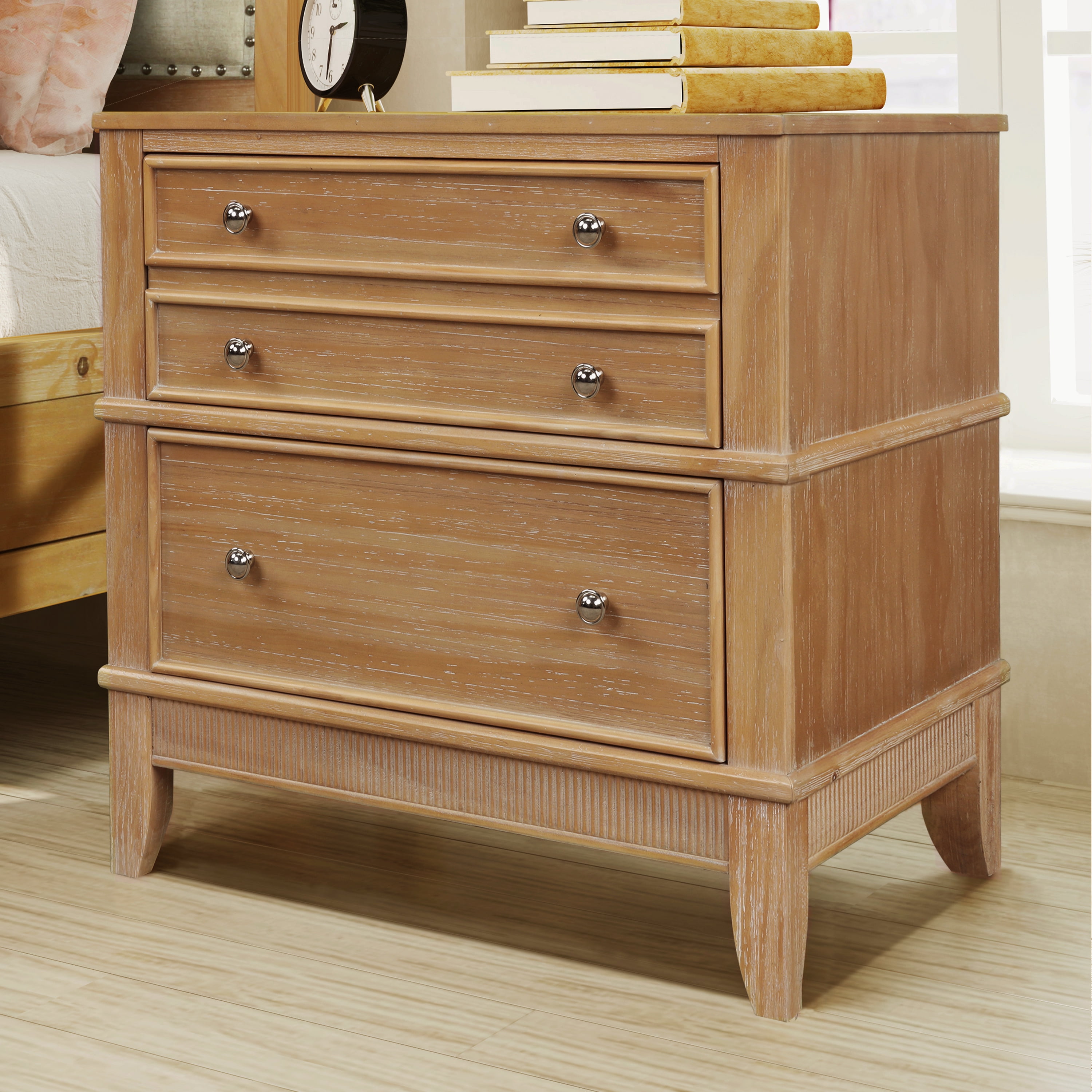 Sleek 3Drawer Side Table Hidden Storage