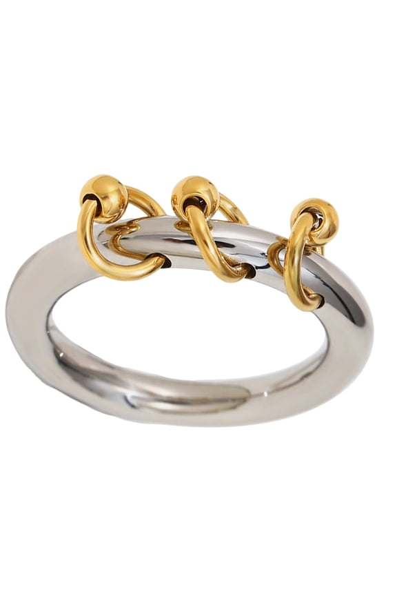 Sleek 316L Stainless Steel Jewelry Rings Double Color Fringe Detailing Lightweight Comfort Fit Finger Size 7