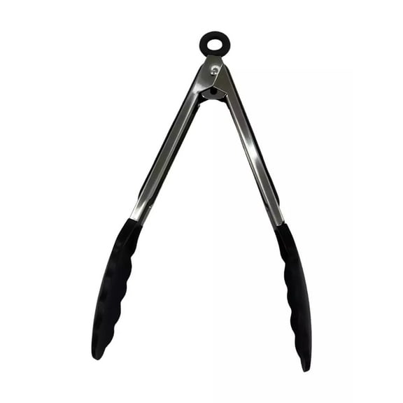 Sleek And Functional: 9-Inch Stainless Steel Kitchen Tongs With Black Plastic