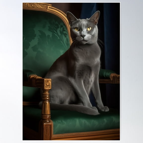 Sleek And Graceful Russian Blue Cat Poster Wall Art Modern Wall Decor For Living Room Bedroom