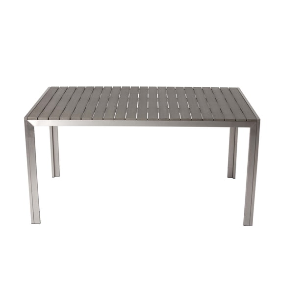 Sleek And Modish Trendy Anodized Aluminum Dining table, Gray- Saltoro Sherpi