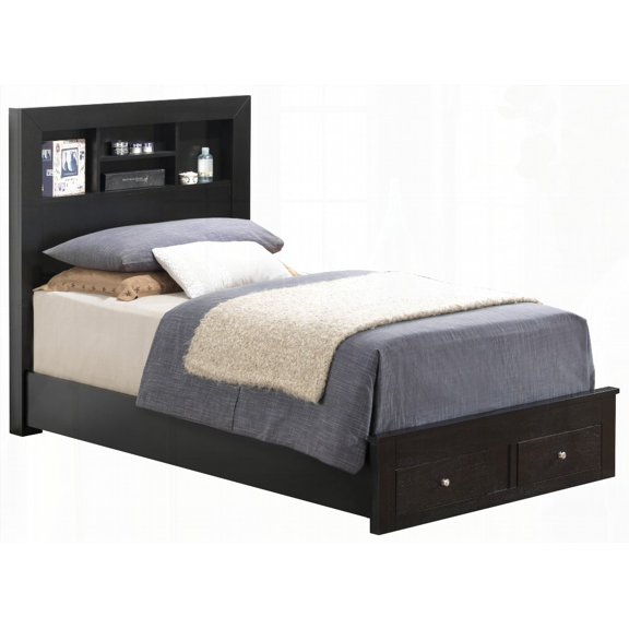 Sleek Black Dual-Purpose Storage Bed with 48"H X 43"W X 81"D for Ample Space