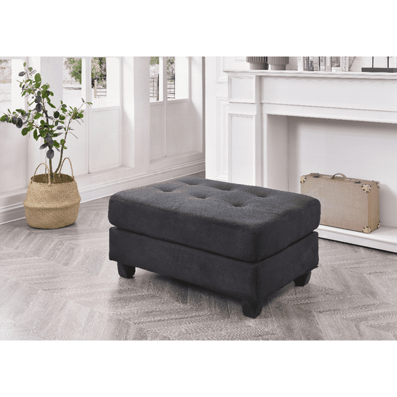 Sleek Black Ottoman with Contemporary Design | 19"H x 38"W x 26"D | Durable & Lightweight for Easy Movement