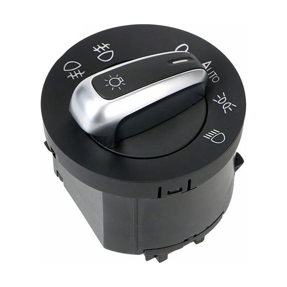 Sleek Black+Silver Car Auto Headlight Fog Light Switch Replacement for Volkswagen Jetta MK5, Tiguan, Golf MK6