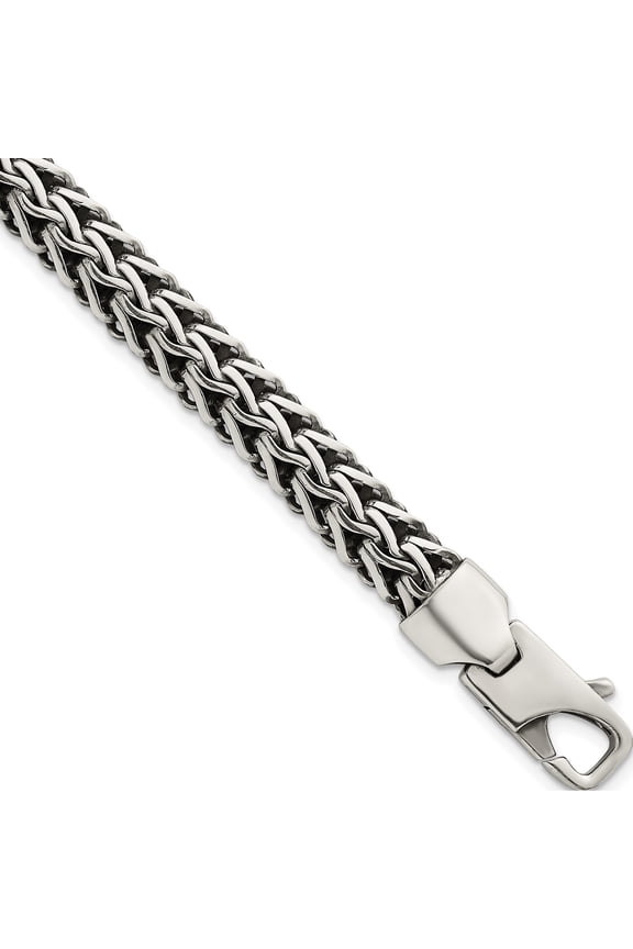 Sleek Bold Lustrous Sterling Silver Antiqued Polished 8.25mm Fancy Chain 7.75 inch Bracelet Refined Flawless Treasure-worthy