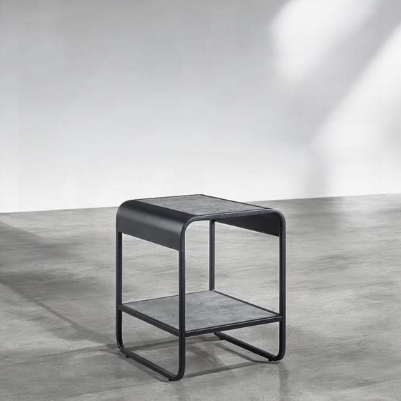Sleek Concrete Gray & Black Finish End Table for Contemporary Spaces