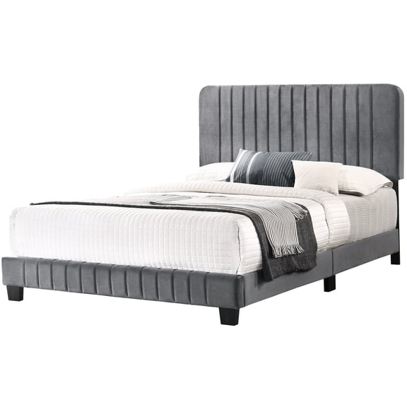 Sleek Contemporary Gray Bed - Bedroom Aesthetic Frame Reliance 48"h X 59"w 81"d Fits Various Decor Options Easy Assembly Provided Enhancement Support Multiple Themes Presented