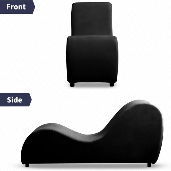 Sleek Curved Yoga Chair, Velvet Chaise Lounge for Stretching, Relaxing & Exercising, Ergonomic Accent Chair for Bedroom & Living Room, Black