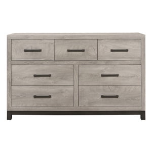 Sleek Design Zephyr Collection Dresser with Metal-Finish Banding and Gray Faux Wood Finish