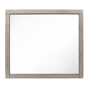 Sleek Design Zephyr Collection Mirror with Clean Lines and Gray Faux Wood-Finished Veneer