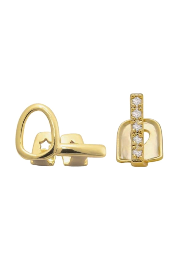 Sleek Double Color Teeth Jewelry 5g Brass Steel Oral Bar Body Jewelry Compact 1.9cm Design