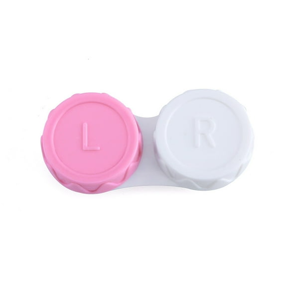 Sleek Double-Compartment Contact Lens Case | Simple Contact Lens Storage Box Contact Lens Double Case,Compact Lens Holder, Contact Lens Organizer Cosmetic Contact Case(Pink)