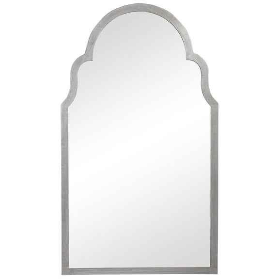 Sleek Elongated Quatrefoil Frame Mirror, Silver- Saltoro Sherpi
