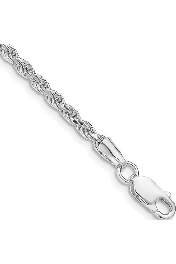 Sterling Silver Rhodium-plated 2.75mm Diamond-cut Rope Chain