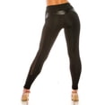 thumbnail image 1 of Sleek Faux Leather Accented Mesh High Waisted Sport Leggings Black S, 1 of 2