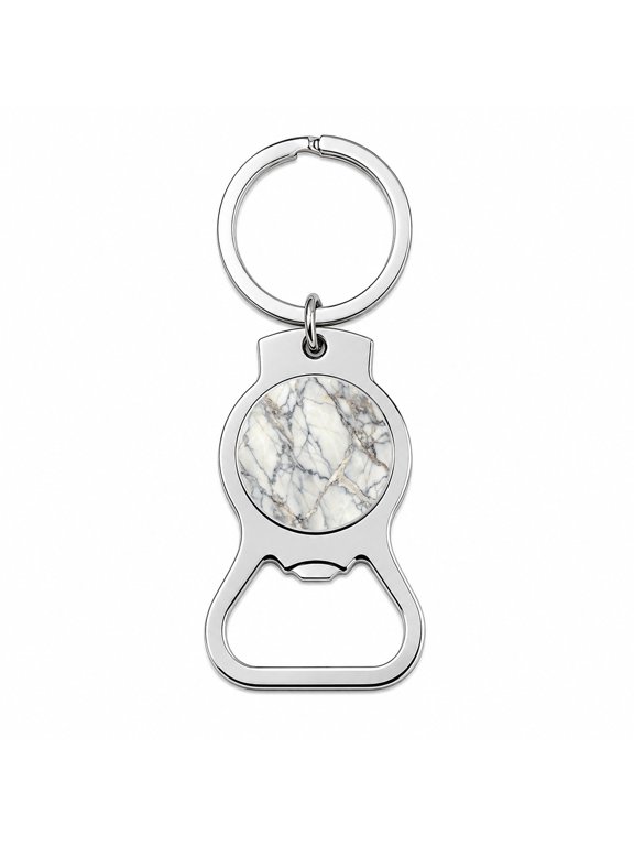 Sleek Faux Marble Portable Bottle Opener Metal Keychain